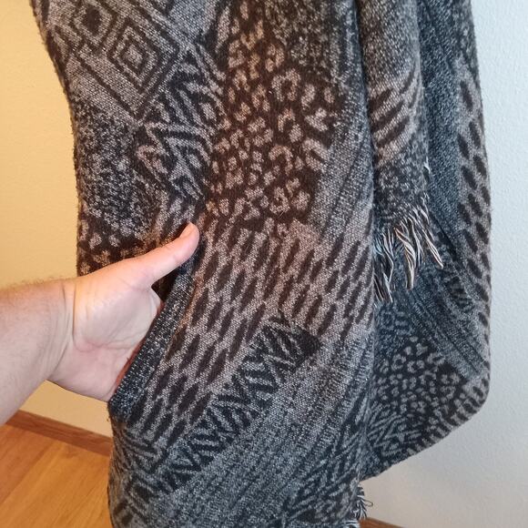 Lapis Wool Blend Long Fringe Open Front Cardigan Sweater Size M Quiet Luxury - Picture 3 of 12